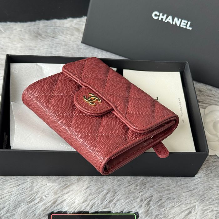 CHANEL 82288 CF 短三つ折り財布 カヴィア粒革 サイズ:11.5x10.5cm