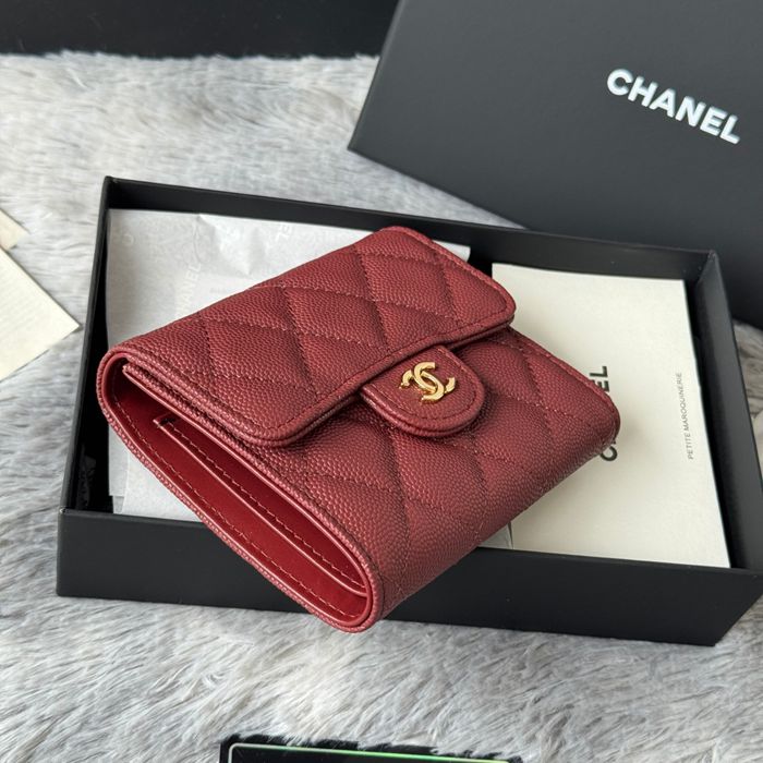 CHANEL 82288 CF 短三つ折り財布 カヴィア粒革 サイズ:11.5x10.5cm
