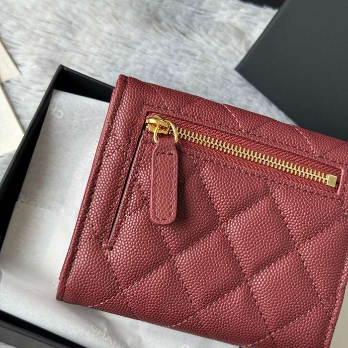 CHANEL 82288 CF 短三つ折り財布 カヴィア粒革 サイズ:11.5x10.5cm