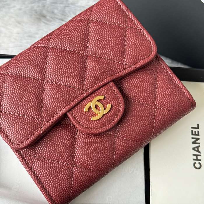 CHANEL 82288 CF 短三つ折り財布 カヴィア粒革 サイズ:11.5x10.5cm