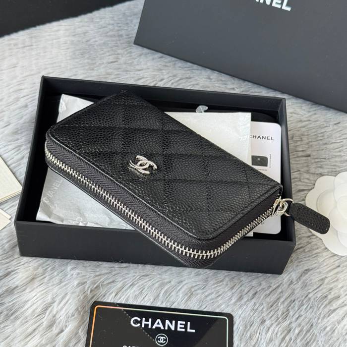 CHANEL 3686 0112 25c ラージジッピー長財布 カヴィア粒革 サイズ:12x8x2cm