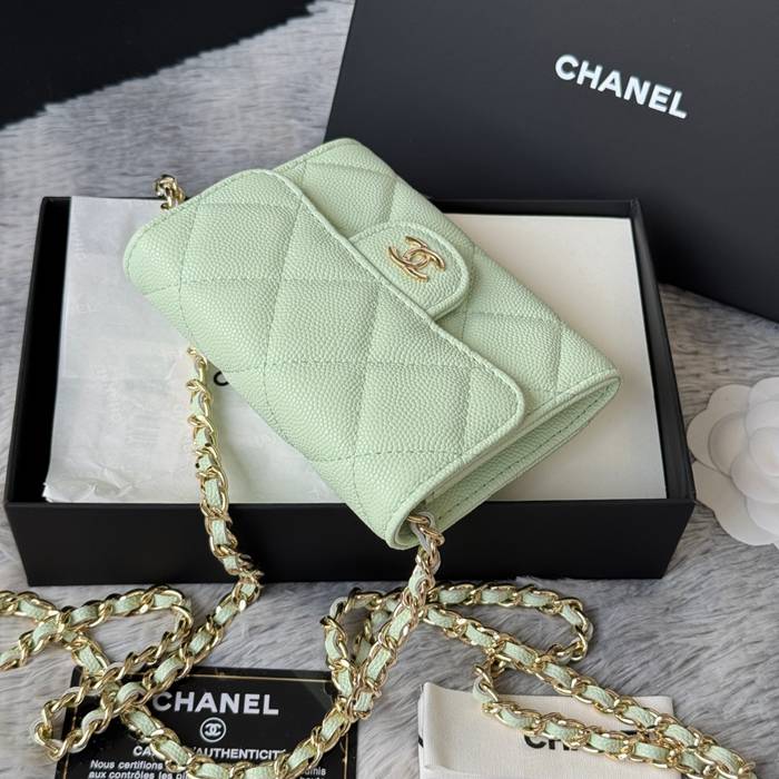 CHANEL 0238 SS19 チェーン付きカードケース カヴィア粒革 サイズ:12.5x8.5x2.5cm