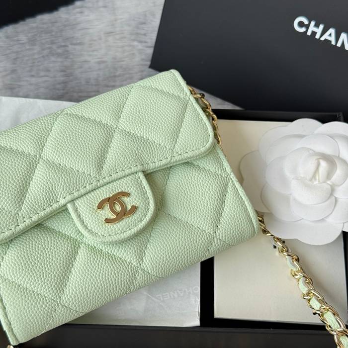 CHANEL 0238 SS19 チェーン付きカードケース カヴィア粒革 サイズ:12.5x8.5x2.5cm