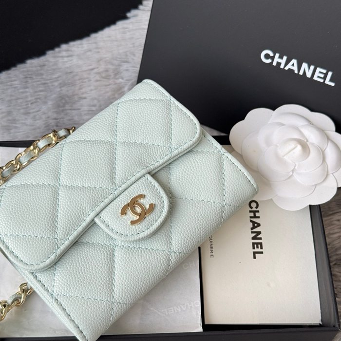CHANEL 0238 SS19 チェーン付きカードケース カヴィア粒革 サイズ:12.5x8.5x2.5cm
