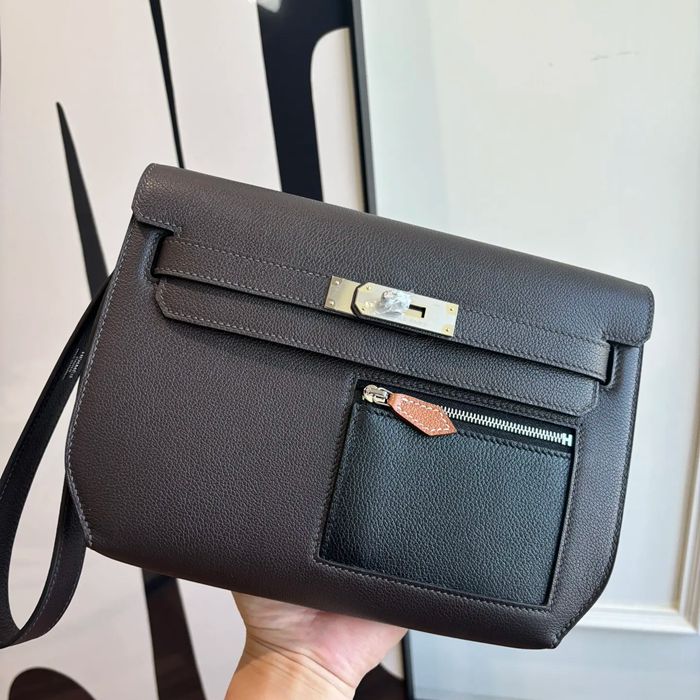 HERMES ケリー デペッシュ 25 クラッチバッグ エバーカラー革 ショルダーストラップ付き サイズ: HERMES ケリー デペッシュ 25 クラッチバッグ エバーカラー革 ショルダーストラップ付き サイズ: