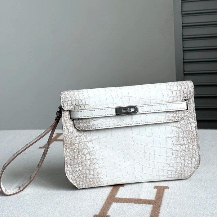 HERMES ケリー デペッシュ 25cm クラッチバッグ マットワニ腹皮 ヒマラヤホワイト サイズ: HERMES ケリー デペッシュ 25cm クラッチバッグ マットワニ腹皮 ヒマラヤホワイト サイズ: