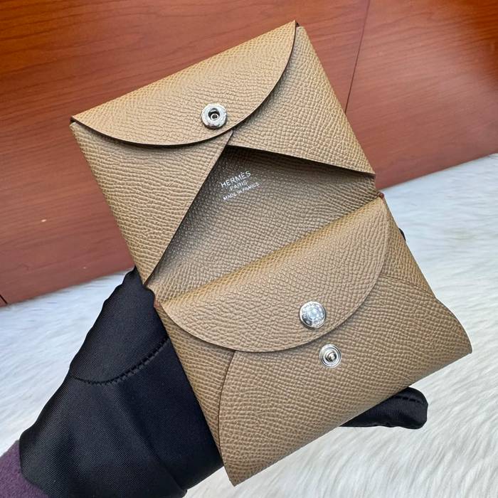 HERMES カルヴィ デュオ 二層カードケース エプソム 象グレー シルバー金具 サイズ: