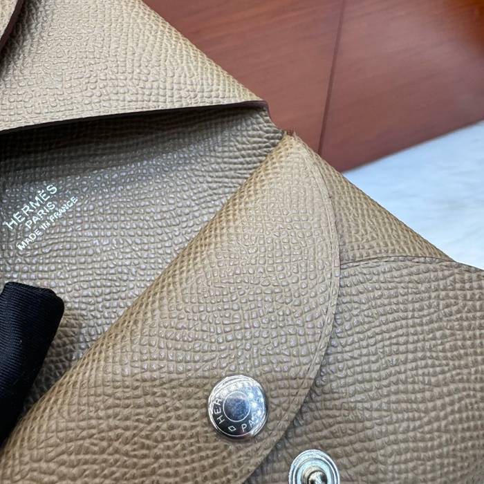 HERMES カルヴィ デュオ 二層カードケース エプソム 象グレー シルバー金具 サイズ: