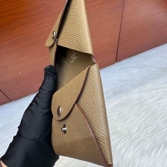 HERMES カルヴィ デュオ 二層カードケース エプソム 象グレー シルバー金具 サイズ: