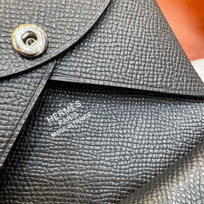 HERMES カルヴィ デュオ 二層カードケース エプソム ブラック シルバー金具 サイズ: