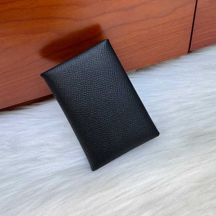 HERMES カルヴィ デュオ 二層カードケース エプソム ブラック シルバー金具 サイズ: