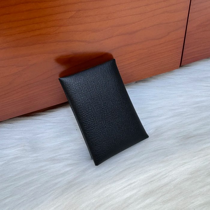 HERMES カルヴィ デュオ 二層カードケース エプソム ブラック シルバー金具 サイズ: