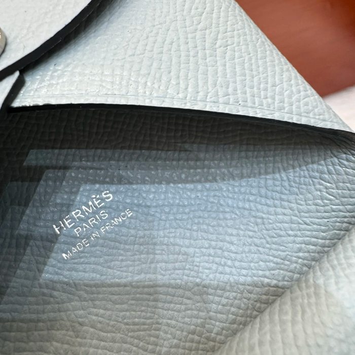 HERMES カルヴィ デュオ 二層カードケース エプソム リネンブルー シルバー金具 サイズ: