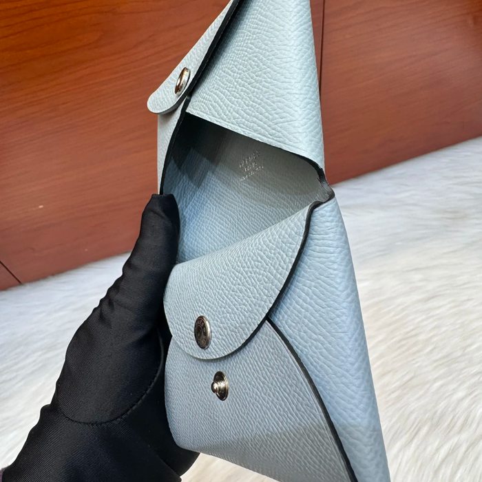 HERMES カルヴィ デュオ 二層カードケース エプソム リネンブルー シルバー金具 サイズ: