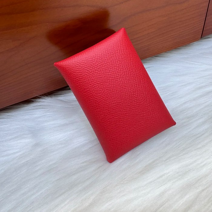 HERMES カルヴィ デュオ 二層カードケース エプソム 国旗レッド シルバー金具 サイズ: