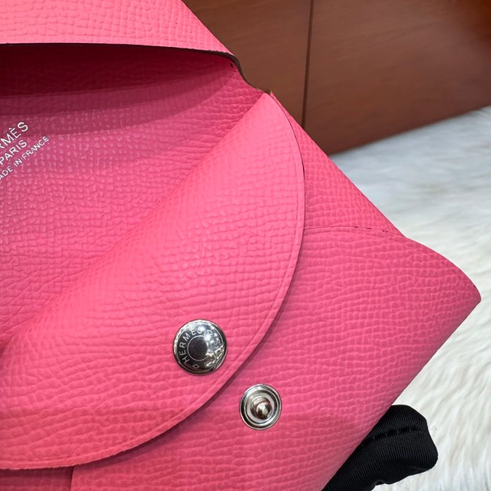 HERMES カルヴィ デュオ 二層カードケース エプソム リップピンク シルバー金具 サイズ:
