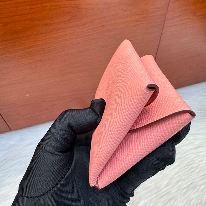 HERMES カルヴィ デュオ 二層カードケース エプソム ミルキーピンク シルバー金具 サイズ: