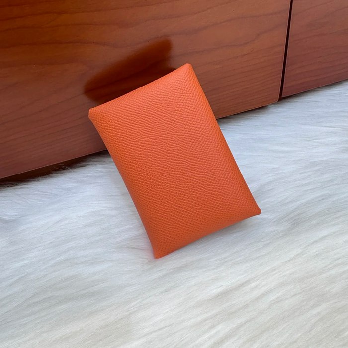 HERMES カルヴィ デュオ 二層カードケース エプソム オレンジ シルバー金具 サイズ:
