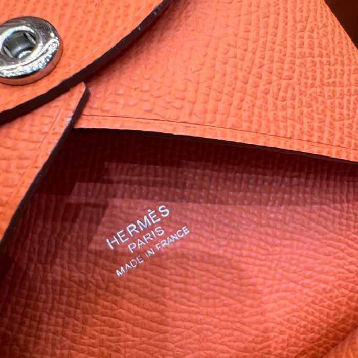 HERMES カルヴィ デュオ 二層カードケース エプソム オレンジ シルバー金具 サイズ: