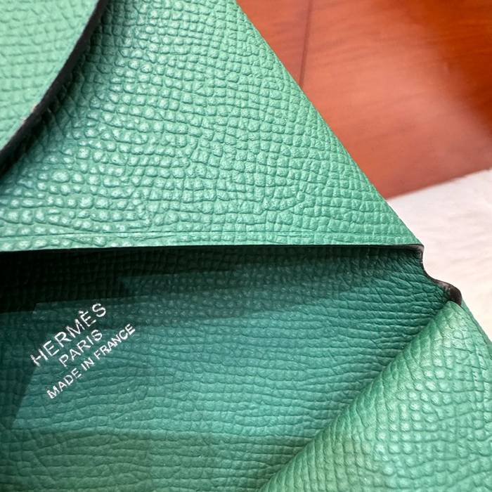 HERMES カルヴィ デュオ 二層カードケース エプソム 孔雀グリーン シルバー金具 サイズ: