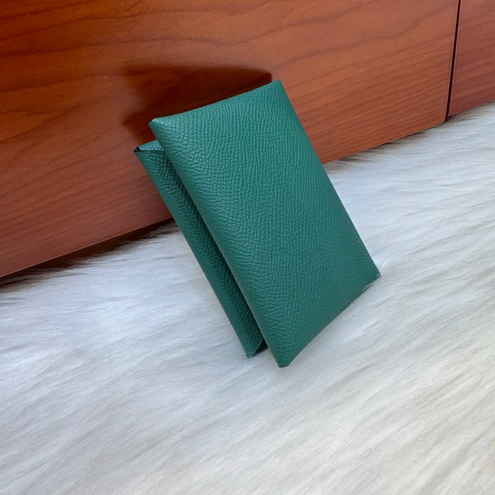 HERMES カルヴィ デュオ 二層カードケース エプソム 孔雀グリーン シルバー金具 サイズ: