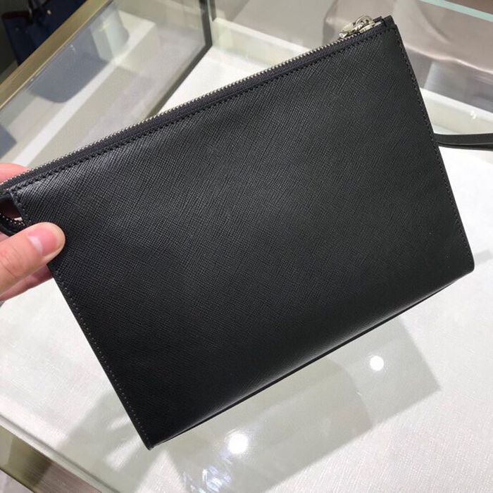 PRADA 2NE007 メンズクラッチバッグ サフィアーノ十字紋 サイズ:24x16.5x6.5cm