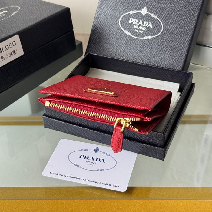 PRADA 1ML050 短財布 サフィアーノ十字紋 牛皮 サイズ:10x9cm