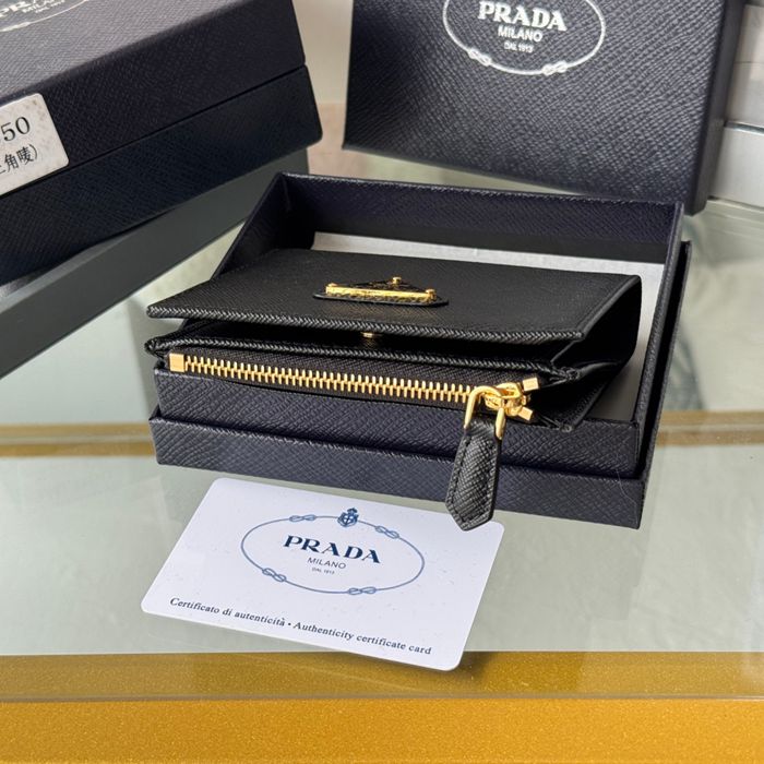 PRADA 1ML050 短財布 サフィアーノ十字紋 牛皮 サイズ:10x9cm