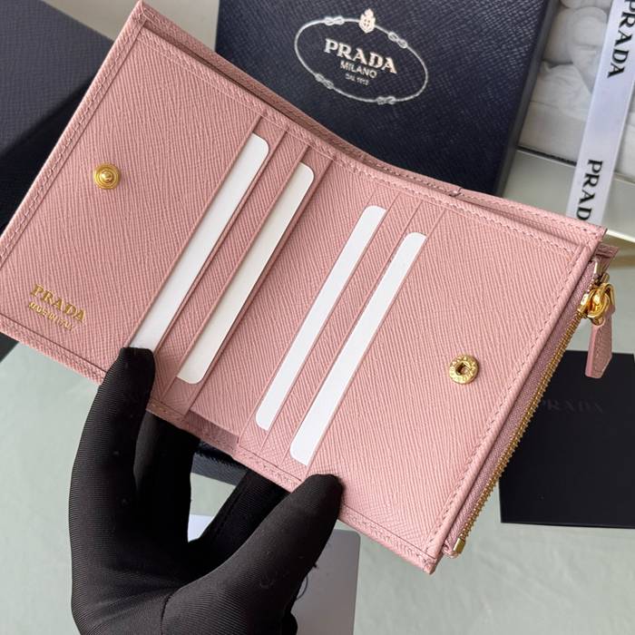 PRADA 1ML050 短財布 サフィアーノ十字紋 牛皮 サイズ:10x9cm