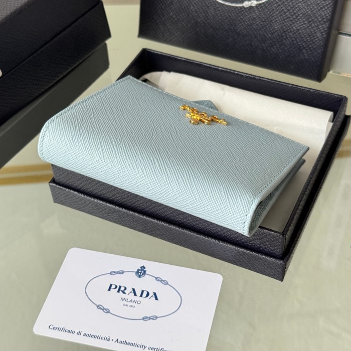 PRADA 1ML050 短財布 サフィアーノ十字紋 牛皮 サイズ:10x9cm