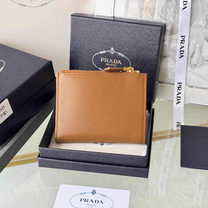 PRADA 1ML050 短財布 サフィアーノ十字紋 牛皮 サイズ:10x9cm