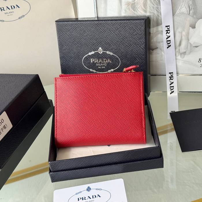 PRADA 1ML050 短財布 サフィアーノ十字紋 牛皮 サイズ:10x9cm