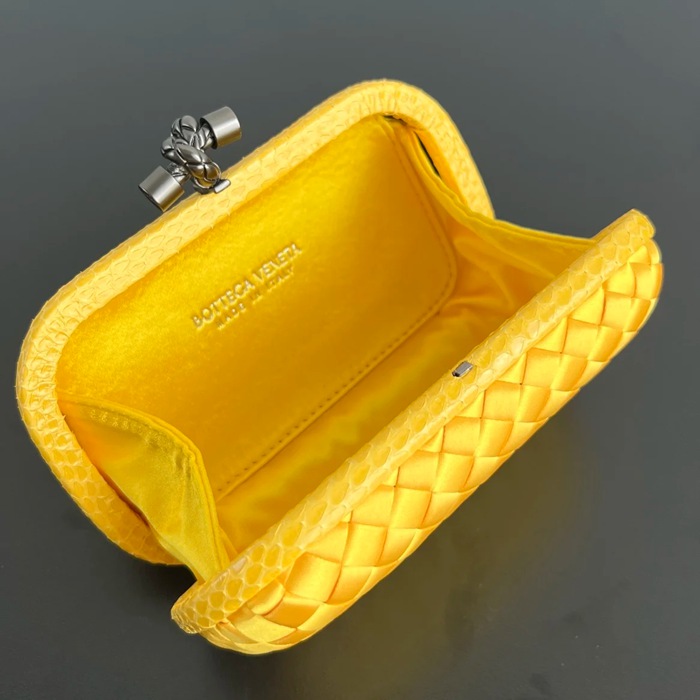 BOTTEGA VENETA BV 8651 ノット イブニングバッグ シルク編み蛇皮トリム 16x10cm サイズ:16x10cm