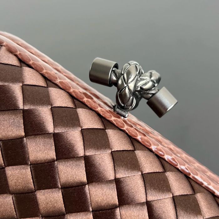 BOTTEGA VENETA BV 8651 ノット イブニングバッグ シルク編み蛇皮トリム 16x10cm サイズ:16x10cm