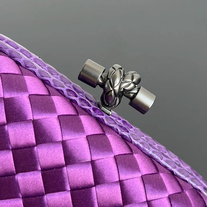 BOTTEGA VENETA BV 8651 ノット イブニングバッグ シルク編み蛇皮トリム 16x10cm サイズ:16x10cm