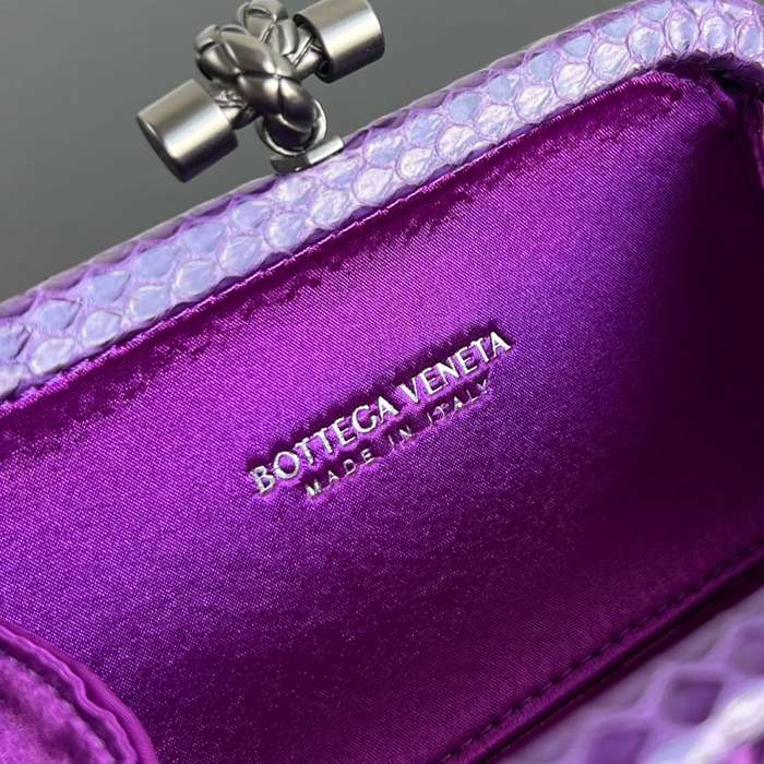 BOTTEGA VENETA BV 8651 ノット イブニングバッグ シルク編み蛇皮トリム 16x10cm サイズ:16x10cm