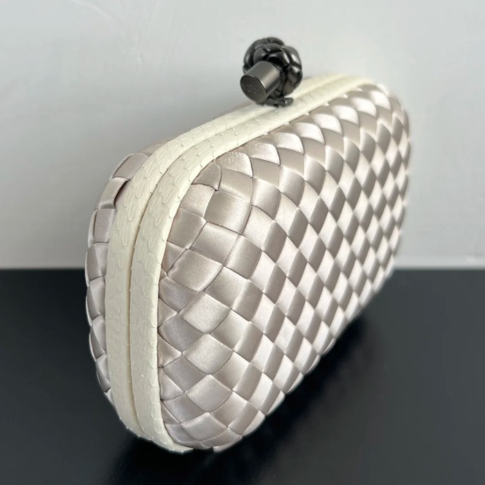 BOTTEGA VENETA BV 8651 ノット イブニングバッグ シルク編み蛇皮トリム 16x10cm サイズ:16x10cm
