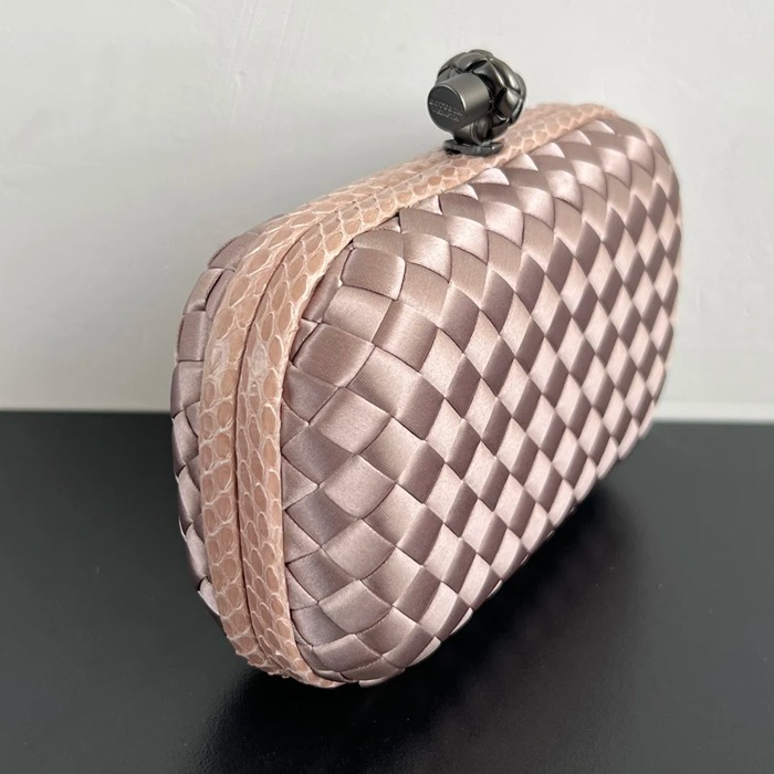 BOTTEGA VENETA BV 8651 ノット イブニングバッグ シルク編み蛇皮トリム 16x10cm サイズ:16x10cm