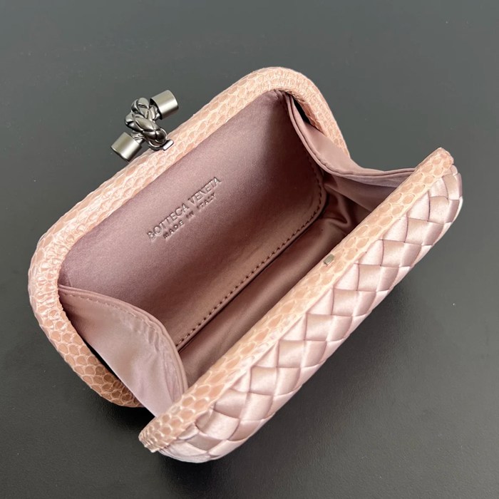 BOTTEGA VENETA BV 8651 ノット イブニングバッグ シルク編み蛇皮トリム 16x10cm サイズ:16x10cm