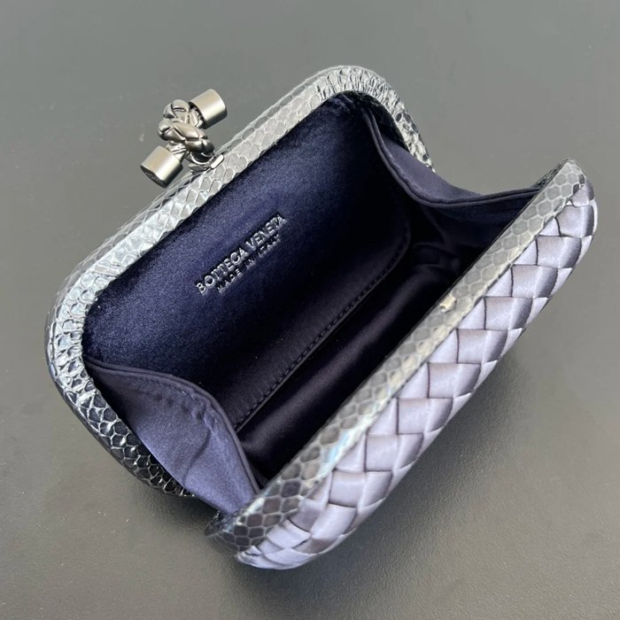 BOTTEGA VENETA BV 8651 ノット イブニングバッグ シルク編み蛇皮トリム 16x10cm サイズ:16x10cm