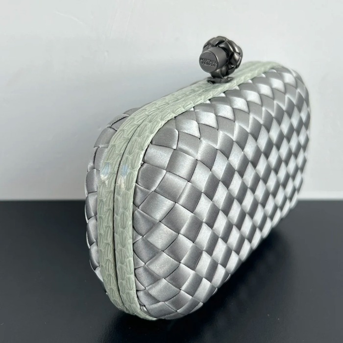 BOTTEGA VENETA BV 8651 ノット イブニングバッグ シルク編み蛇皮トリム 16x10cm サイズ:16x10cm