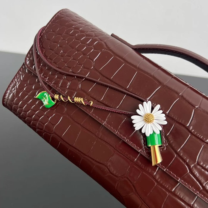 BOTTEGA VENETA BV 836810 アンディアーモ クラッチバッグ ワニ紋 ヒナギク 31x13cm サイズ:31x13cm