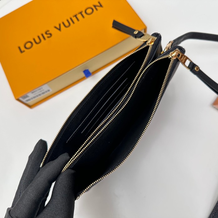 LOUIS VUITTON M80787 ダブルジップポシェット モノグラムアンプラント ブラック サイズ:20x12.5cm