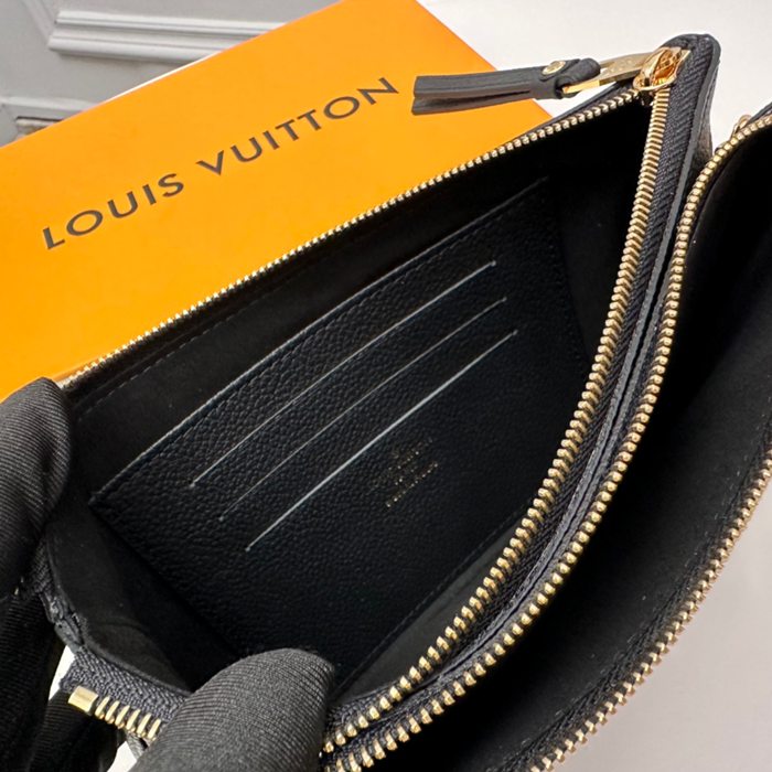 LOUIS VUITTON M80787 ダブルジップポシェット モノグラムアンプラント ブラック サイズ:20x12.5cm