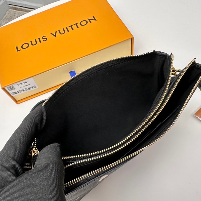 LOUIS VUITTON M80787 ダブルジップポシェット モノグラムアンプラント ブラック サイズ:20x12.5cm