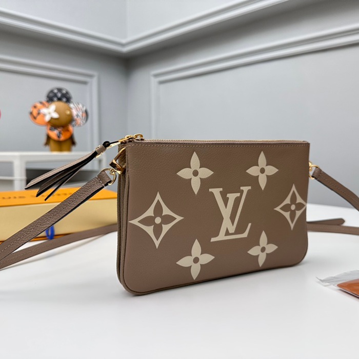 LOUIS VUITTON M80787 ダブルジップポシェット モノグラムアンプラント ベージュ サイズ:20x12.5cm