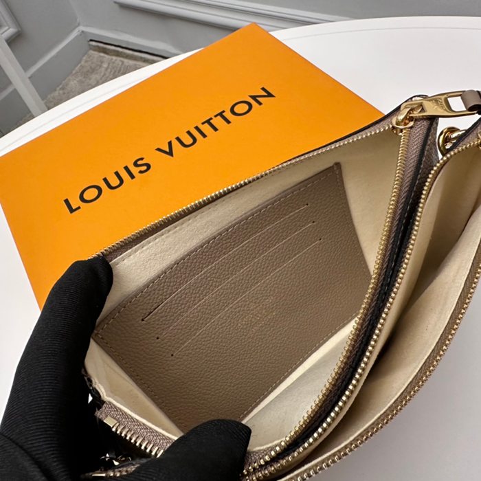 LOUIS VUITTON M80787 ダブルジップポシェット モノグラムアンプラント ベージュ サイズ:20x12.5cm