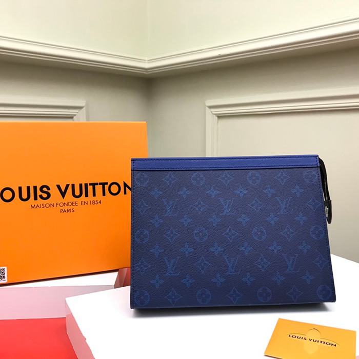 LOUIS VUITTON M62698 ポシェット ボヤージュ 中 ダミエグラファイト ブルー サイズ:27x21cm