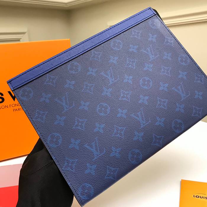 LOUIS VUITTON M62698 ポシェット ボヤージュ 中 ダミエグラファイト ブルー サイズ:27x21cm