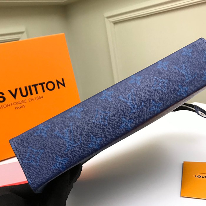 LOUIS VUITTON M62698 ポシェット ボヤージュ 中 ダミエグラファイト ブルー サイズ:27x21cm